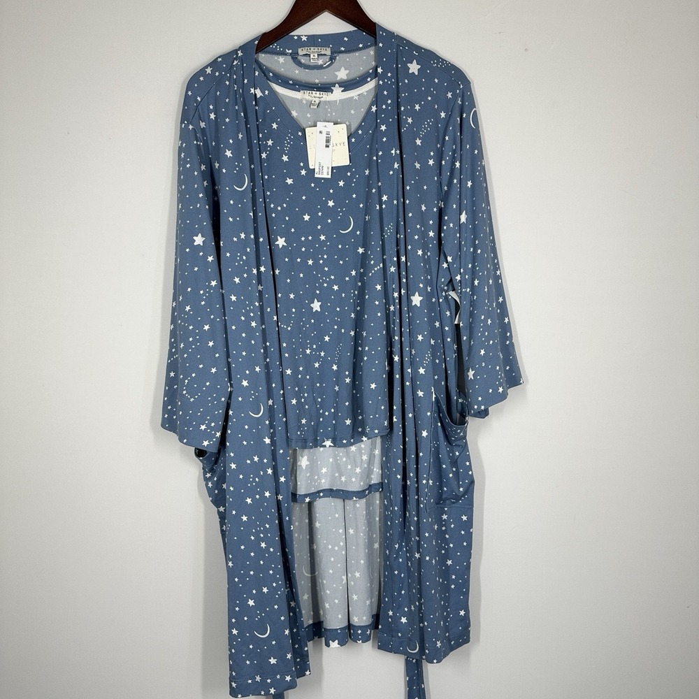 NWT Star Skye Pj Lounge Set Printed Kimono Tank Top Shorts Pajama 3 Piece